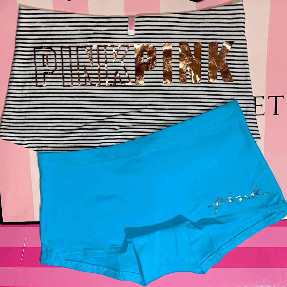 2 PINK Victoria’s Secret boyshort panties bundle pink Panties shortie striped